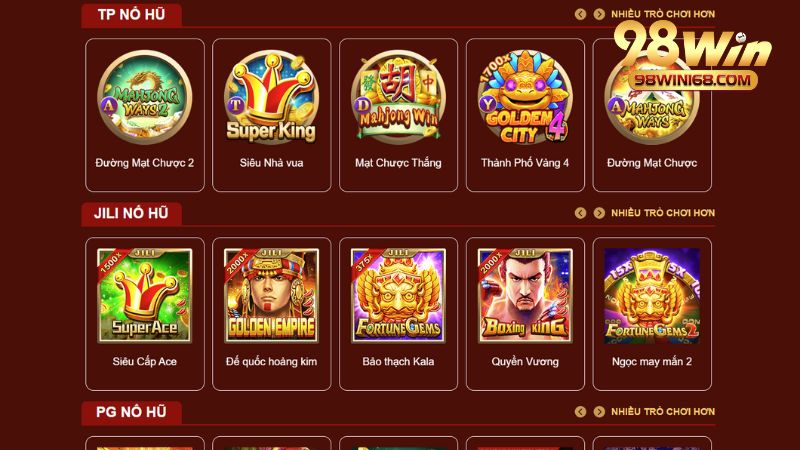 Trải nghiệm các tựa game siêu hấp dẫn khi đăng nhập 98win